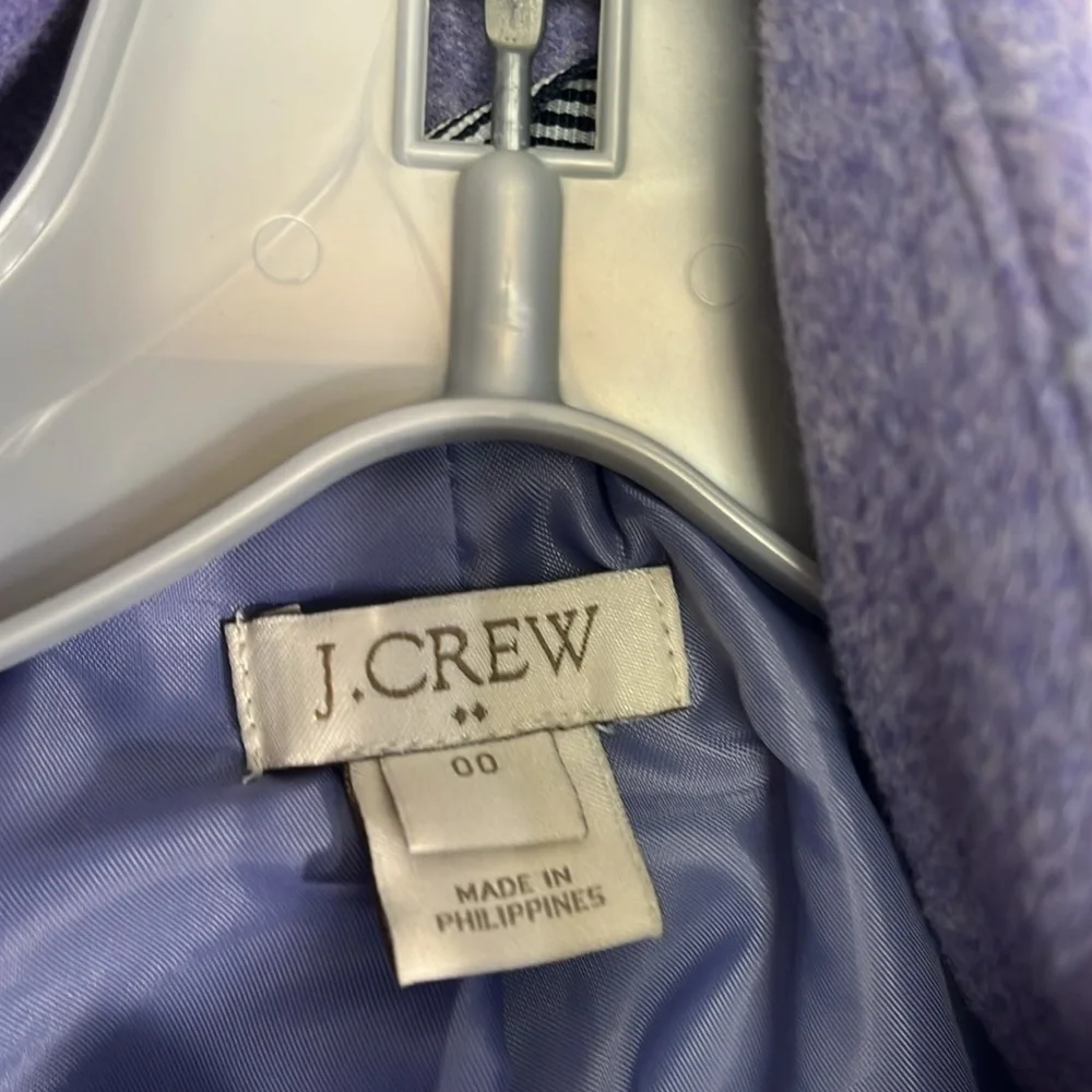 J. Crew city cocoon pea coat in lilac. Wool blend